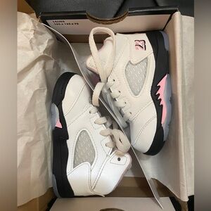Jordan Kids White and Pink High-Top Sneakers